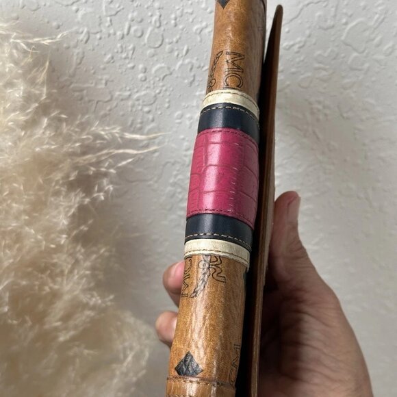 MCM Cognac Pink Black Visetos Tri-fold Wallet. - Picture 5 of 11